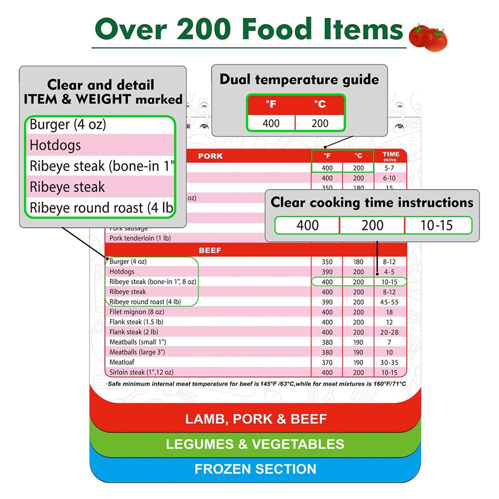 Air Fryer Cheat Instant Pot Sheet Magnets Cooking Guide Booklet Cheat Sheet Magnets Booklet Air Fryer Magnetic Cheat Sheet