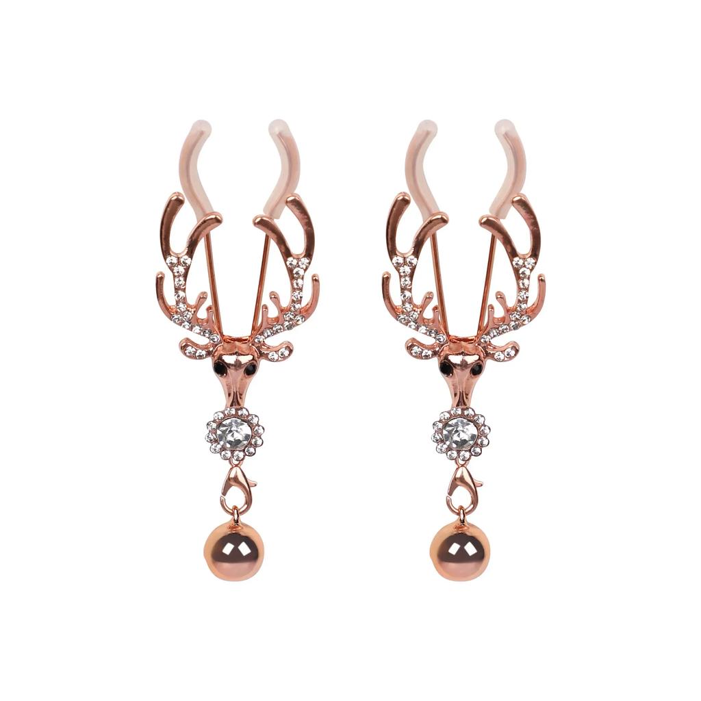 Металлические регулируемые зажимы для сосков цвета розового золота с колокольчиком Женские зажимы для сосков БДСМ-ограничитель Фетиш Рабыня Женская игра для флирта Секс-игрушка