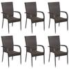 VidaXL Outdoor Stackable Chairs 6 Pcs Woven Resin Brown