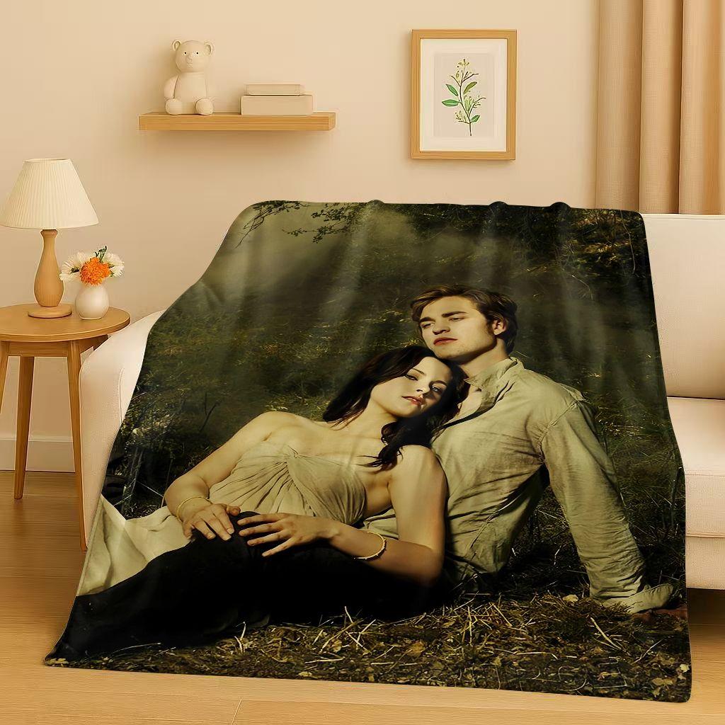 3D Twilight Saga Bella Edward Vampire Movie Flannel Blanket,Ultra Soft Warm Plush Throw for Home Bedroom Bed Sofa Cover Camping