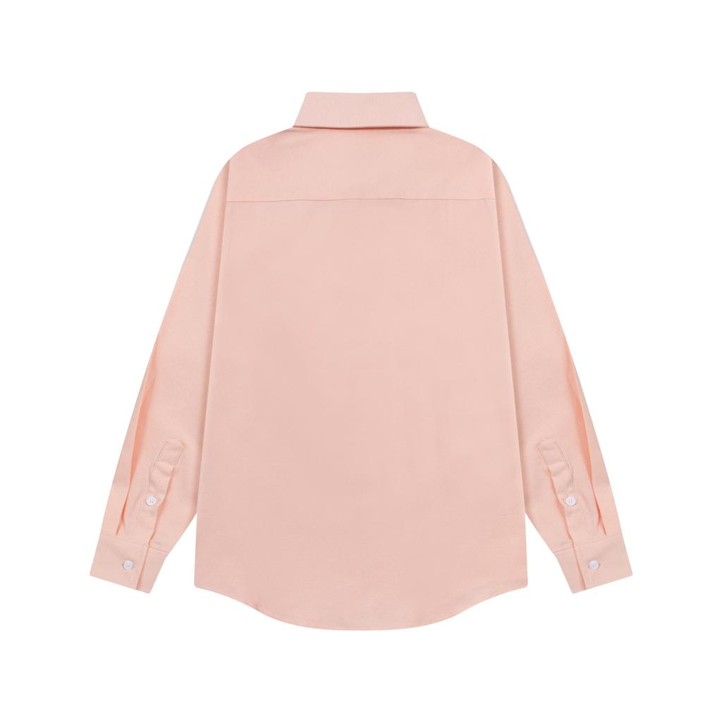 AMI Осень 2025 Новый продукт Нагрудный карман Классическая Невидимая 3D Вышивка Маленькая Любовь Повседневная Хлопковая Однотонная Рубашка с Длинным Рукавом