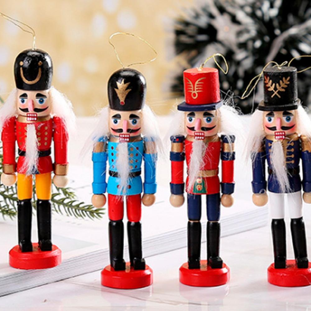 6pcs/set Colorful Soldier Puppet Pendant Figurines Nutcracker Doll Christmas Ornaments