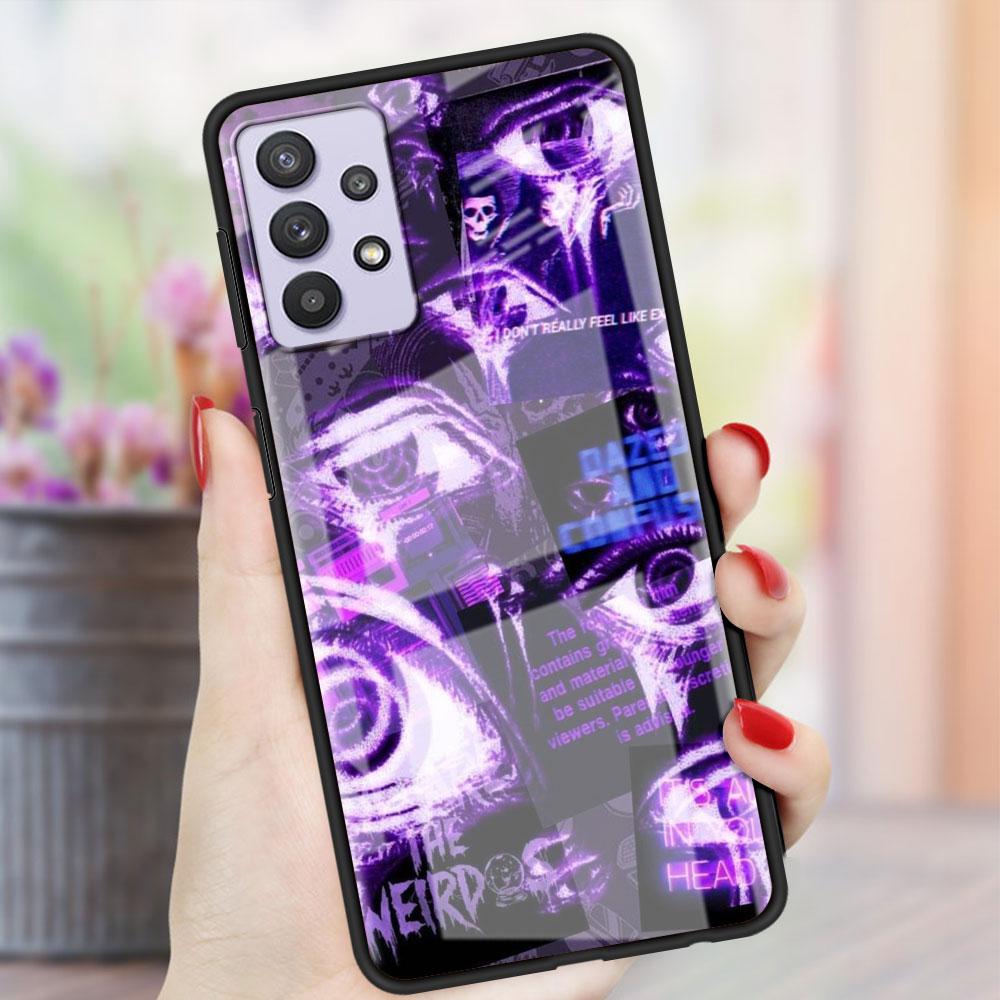 Стеклянный чехол со страшным лицом и глазами, смайликом для Samsung Galaxy A52 A71 A50 A51 A70 A21s A31 A72 A10 A12 A30 A22 5G, чехол для телефона