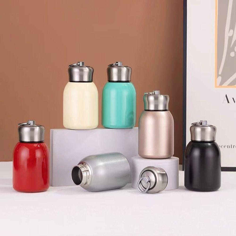 Simple Mini Vacuum Thermos Cup Lifting Ring Travel Water Bottle  Office/School