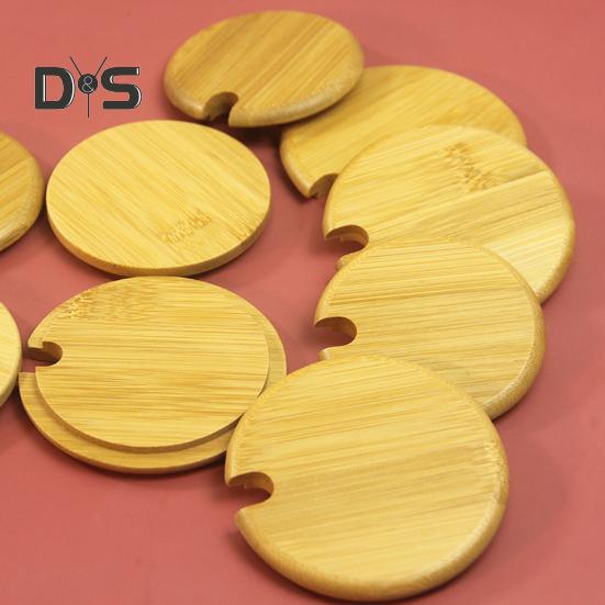 Крышка для чашки из бамбука с отверстиями для ложки, деревянная крышка для контейнеров, банок, мисок, многоразовая герметичная деревянная крышка для пищевых продуктов, аксессуары для напитков на вечеринке