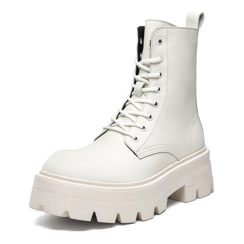 Британский стиль толстая подошва увеличивающая рост ботинки Мартин мужские бархатные ботинки-локомотивы средняя высота голени большая голова рабочие ботинки 7368-N