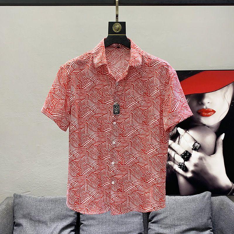 Loose Temperament Printing Shirts Turn-down Collar Handsome Short Sleeve Button Fashion Casual Streetwear Men's Clothing 2023