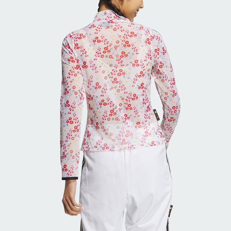 Adidas Женская футболка с сетчатыми рукавами и цветочным принтом X Shuting Qiu, белые топы, белый IM8443