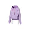 Fitness Series Logo Print Drawstring Hoodie Long Sleeve Sweatshirt Women Tops Purple AWDS948-3