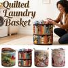 with Handle Quilted Laundry Basket Foldable Clothes Toy Organizer Fabric Floral Storage Bag