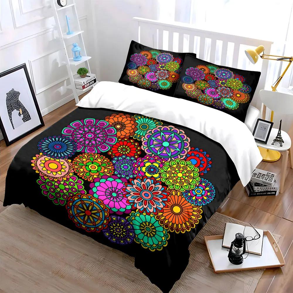 "Colorful Mandala Three-Piece Set" Soft Comfortable Duvet Cover Bedding Set Included 1*Duvet Cover & 2*Pillowcases, gift