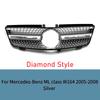 Для Mercedes Benz ML W164 2005-2008 Передняя решетка ABS Алмазная сетка Решетка в гоночном стиле Накладка Модные тюнинг-аксессуары