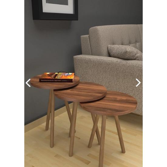 Столик для раскладывания с деревянной ножкой из орехового дерева, 3 шт., круглый