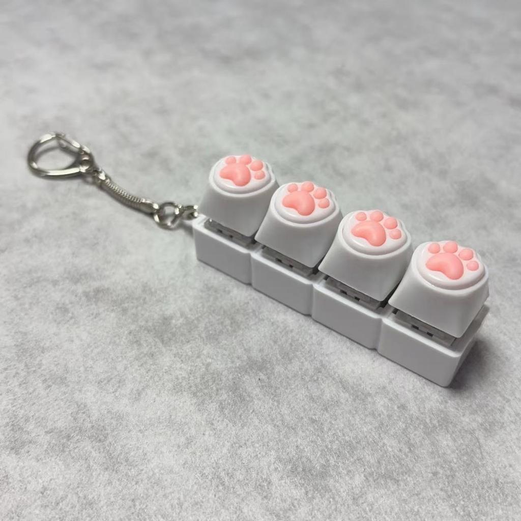 Cat paw keychain / 4-key clicker stress-relieving toy / Cute mini mechanical keyboard switch keychain / Portable relaxation toy / Bag charm
