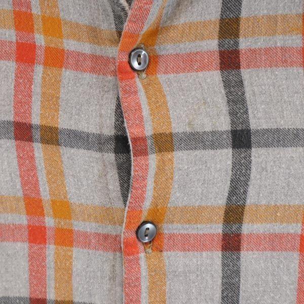 Vintage 40s 50s Grandpa Shirt Check Pattern Long Sleeve Half Button Shirt Women Used