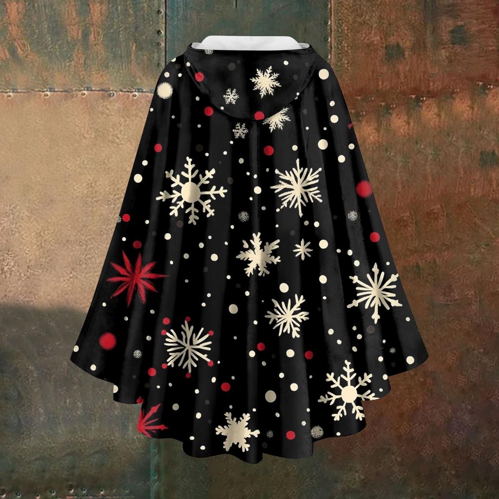 Christmas Print - Unisex Retro Vertical Cape Long Hooded Cape
