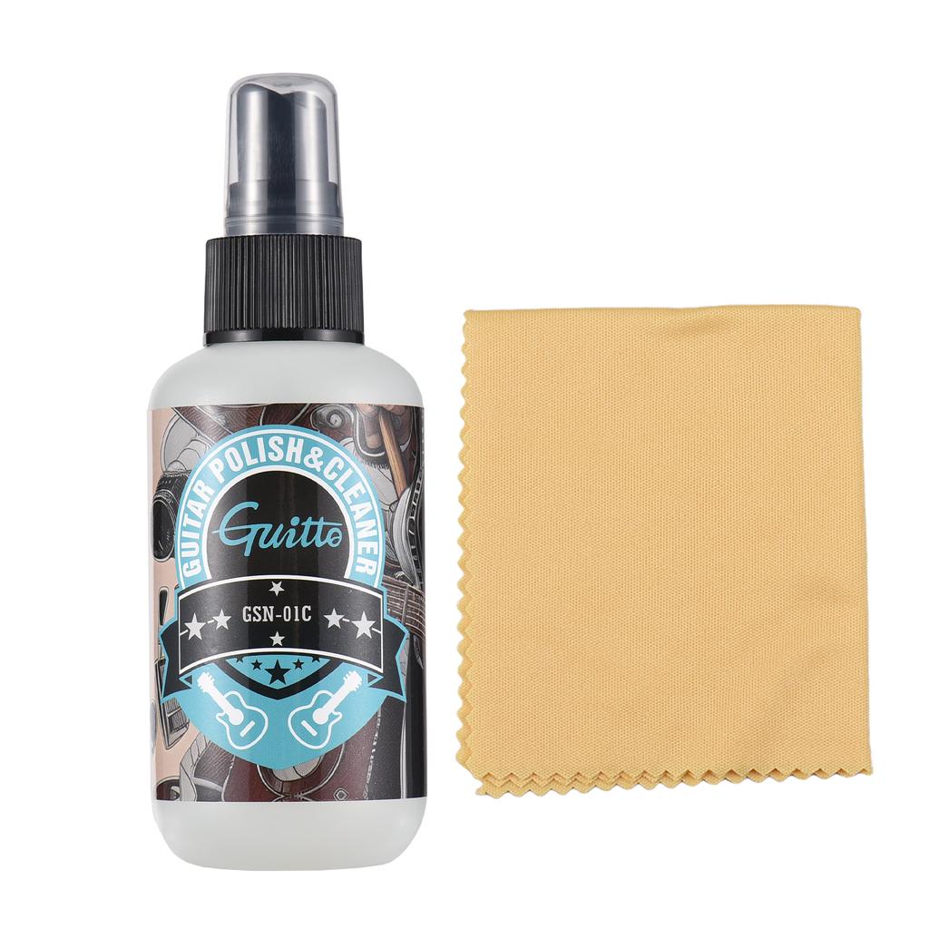 GUITTO Guitar Cleaning Care Kit 120ml Cleaning and Polishing Agent with Cleaning Cloth for Guitar