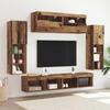 TV Cabinet Set with LED Light Strips 6 pcs Reclaimed Wood Effect Particleboard
