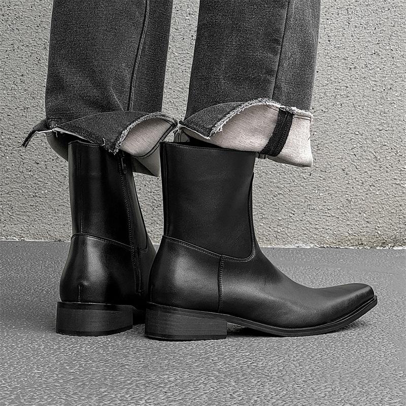 Мужская мода большого размера сцена ночной клуб высокие челси ботинки острый носок дизайнерская обувь ковбойские ботинки из натуральной кожи ботильоны боты