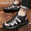 FashionableGenuine Leather Summer Beach Men's Sandals Outdoor Walking Anti-slip Beach Sport Shoes Platform Sandals Man