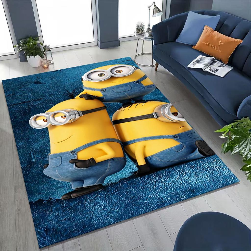 3D Cartoon Minions Despicable Me Rug for Bedroom Living Room Sofa Home Doormat Decor, Large Kids PLAY Non-slip Floor Mat Gift