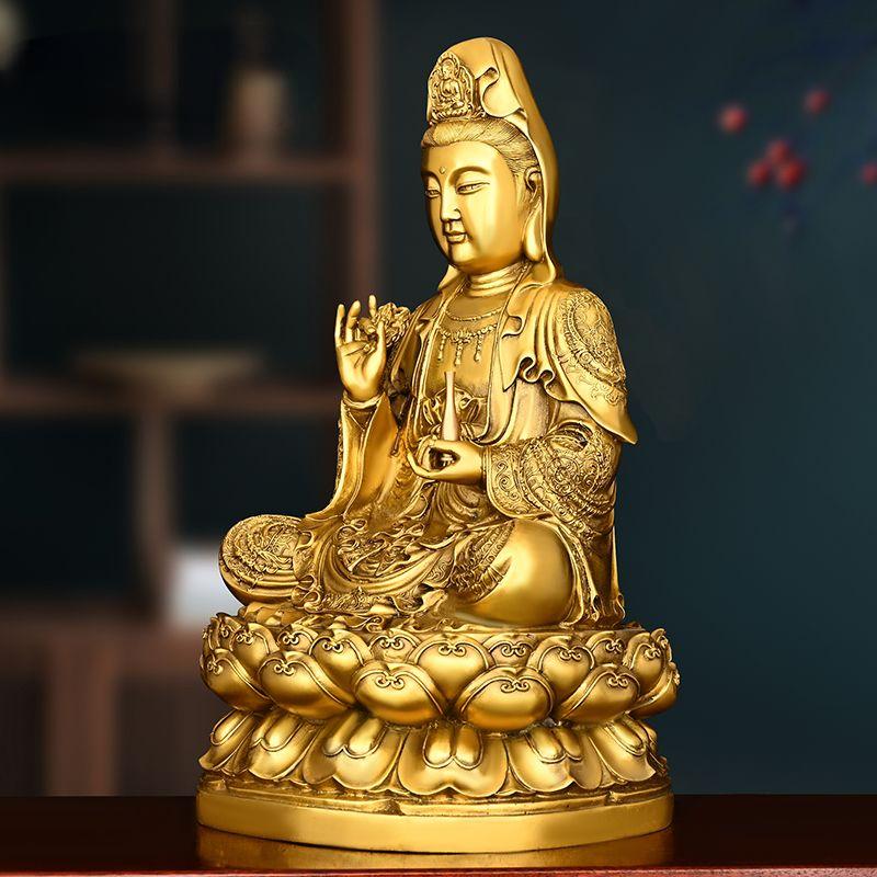 Латунная ветвь ивы Южно-Китайского моря Авалокитешвара Бодхисаттва Украшение для гостиной Украшения