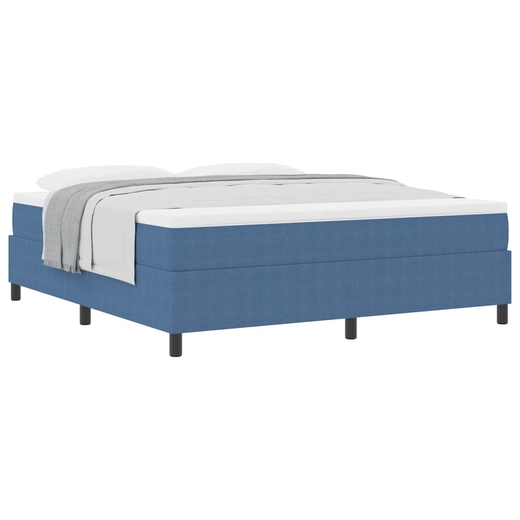 Box Spring Bed in Blue and White 180 x 200 cm Cord Fabric