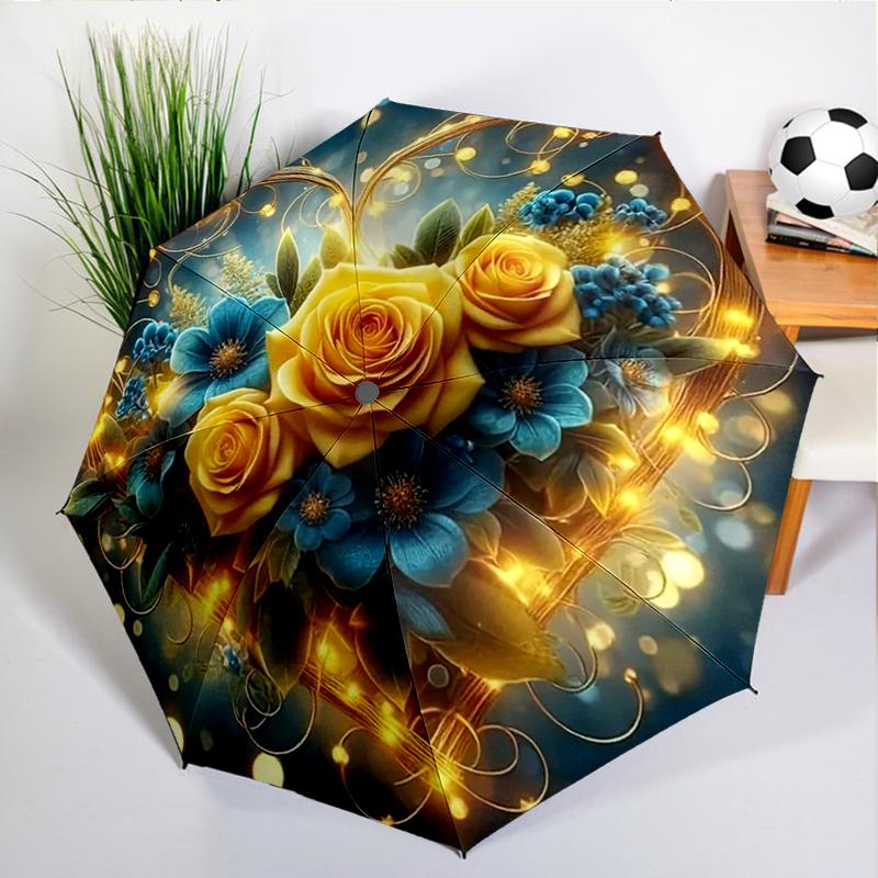 Luxurious Rose Peony Umbrella Automatic Open/close, Sturdy Iron Frame & 8-Rib Struct, Umbrella for Women & Men, Christmas Gifts