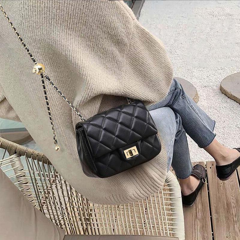 Модная женская сумка из натуральной кожи, женская сумка через плечо из коровьей кожи, маленькая сумка через плечо с золотым шариком и бриллиантовой цепочкой