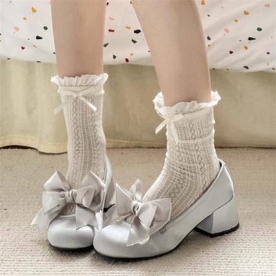 Модные розовые туфли Лолита Мэри Джейн, женские туфли на высоком каблуке в стиле японской принцессы Кавайи, женские туфли на платформе с милым бантом, французские винтажные туфли 2024