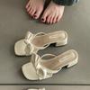 Туфли-шлепанцы с бантиком, женские летние, новая мода, универсальная уличная обувь, сандалии на одно слово