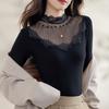 Lace Half Turtleneck Base Shirt for Women New Autumn and Winter Women's Fashionable Inner Long-sleeved Mesh Top