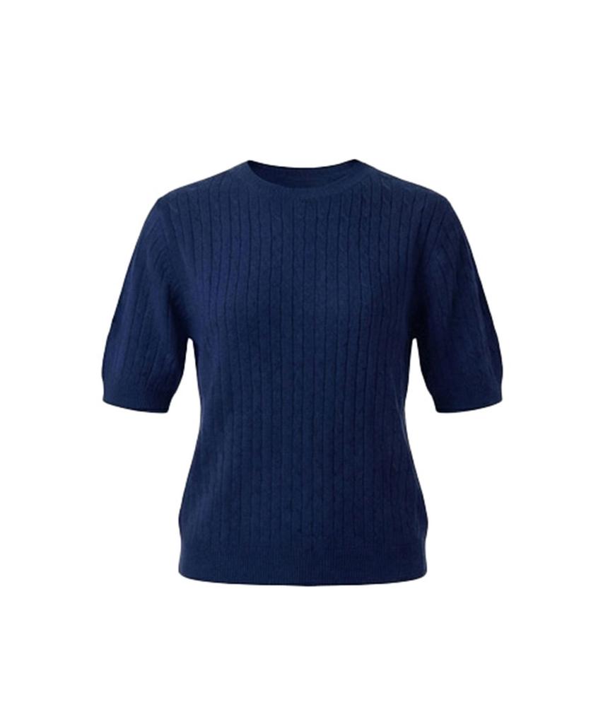 Baseukala Вязаный топ с коротким рукавом, круглый вырез (5Colors)