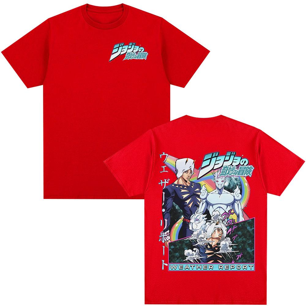 Аниме JoJo's Bizarre Adventure Футболка Погодный Доклад Графические Футболки Мужские Женские Мода Повседневная Футболка с Коротким Рукавом Уличная Одежда