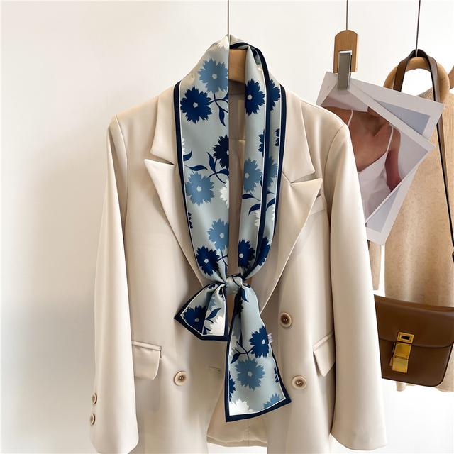 Silk Ribbon Scarf Satin Headkerchief Luxury Long Hair Hand Design Fashion Print Wrist Foulard Bandana Neck Tie Scarves