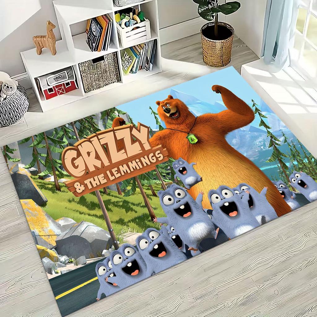 Забавный ковер-ковер из мультфильма «Гризли и лемминги» для спальни, гостиной, дивана, придверный коврик, декор, большой детский игровой нескользящий коврик для пола