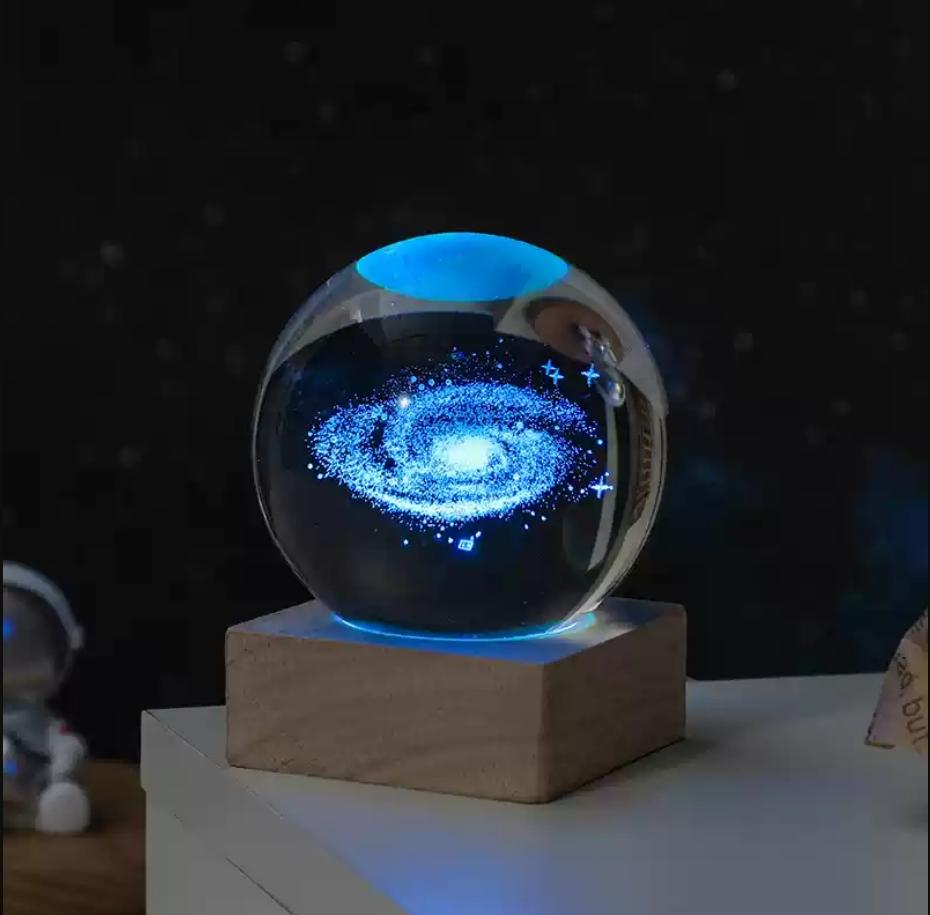 Декоративная лампа на День святого Валентина, 3D хрустальный шар, светящийся светодиодный ночник, декор для спальни, ночник с галактикой и луной, подарок для пары детей