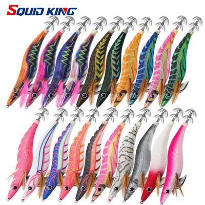 SQUID KING Светящаяся деревянная креветка Крючок для кальмара - Размеры 2.5, 3.0, 3.5 с быстротонущей свинцовой головкой и погремушкой для глубокой воды.
