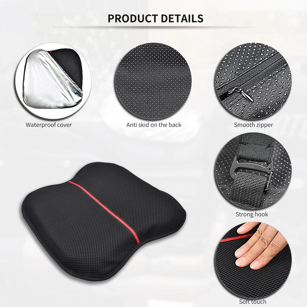 Motorcycle Seat Cushion with Sunshade Cover,Motorcycle Gel Seat Pad for Long Rides with 3D Honeycomb Shock-Absorbing Breathable