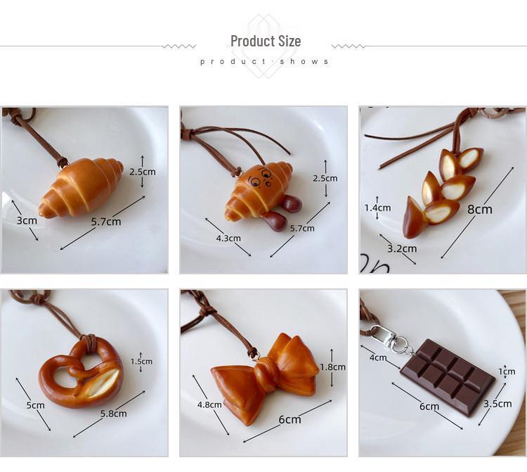 INS-Style Miu Series Alkaline Water Bread Bag - Cute Chocolate Pendant Jewelry Keychain