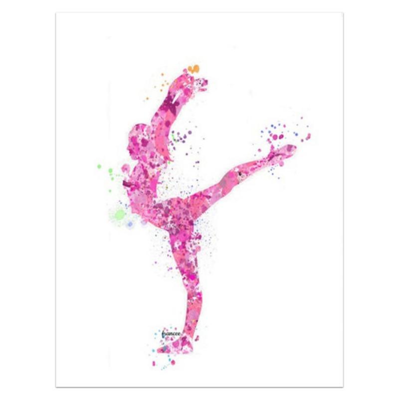 Colorful Watercolor Gymnastic Girl Posters Prints Abstract Canvas Paitning Nordic Wall Art Pictures for Living Room Home Decor