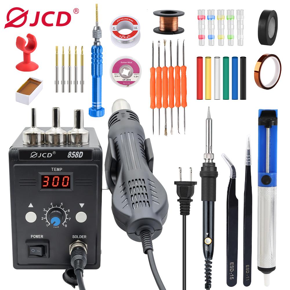 JCD 858D 700 Вт фен, цифровой паяльник, паяльная станция BGA, сварочный аппарат с тепловой пушкой