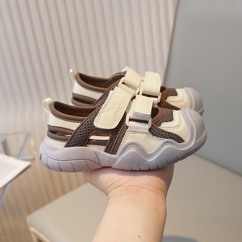 Детские спортивные сандалии, детские сандалии с полыми носками, противоскользящая мягкая подошва, модная летняя пляжная обувь для мальчиков и девочек, размер 27-36