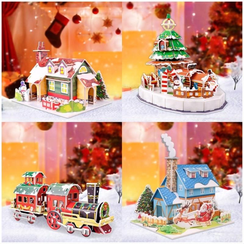 Creative Christmas Puzzle Craft Kits For Kids Handmade Paper Ornament Holiday Decoration Paper Card Jigsaws