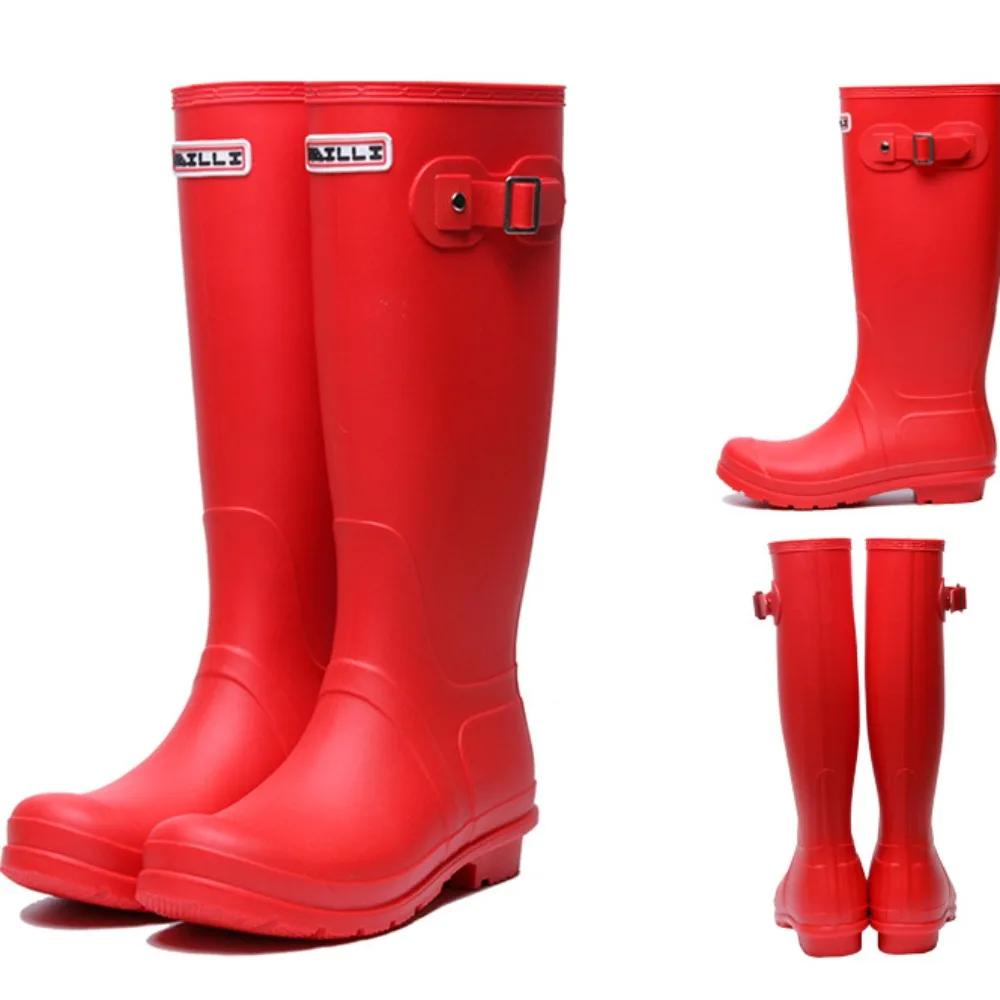 Модные дождевые ботинки женские взрослые высокие дождевые ботинки весна осень нескользящие водонепроницаемые верхние ботинки износостойкая водонепроницаемая обувь