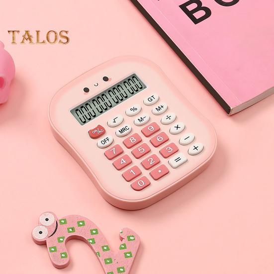 Портативный калькулятор 12-значный большой ЖК-дисплей Большие кнопки, легко нажимаемые, питание от батареи, цветной