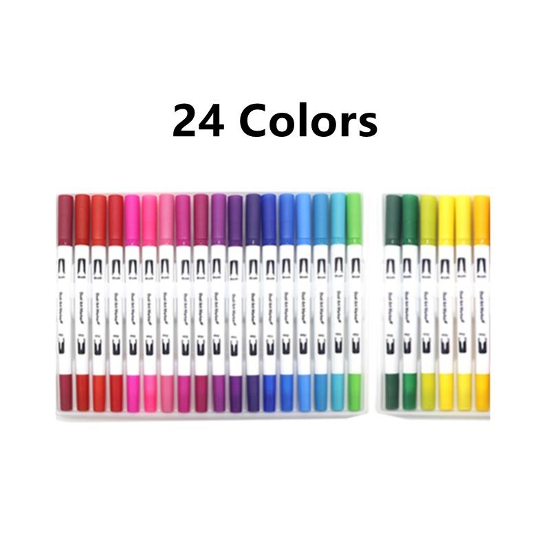 12/24/30pcs Dual Brush Art Markers, Artists Fine and Brush Tip Pen Coloring Markers for Kids Adult Coloring Art Craft Supplies Kit