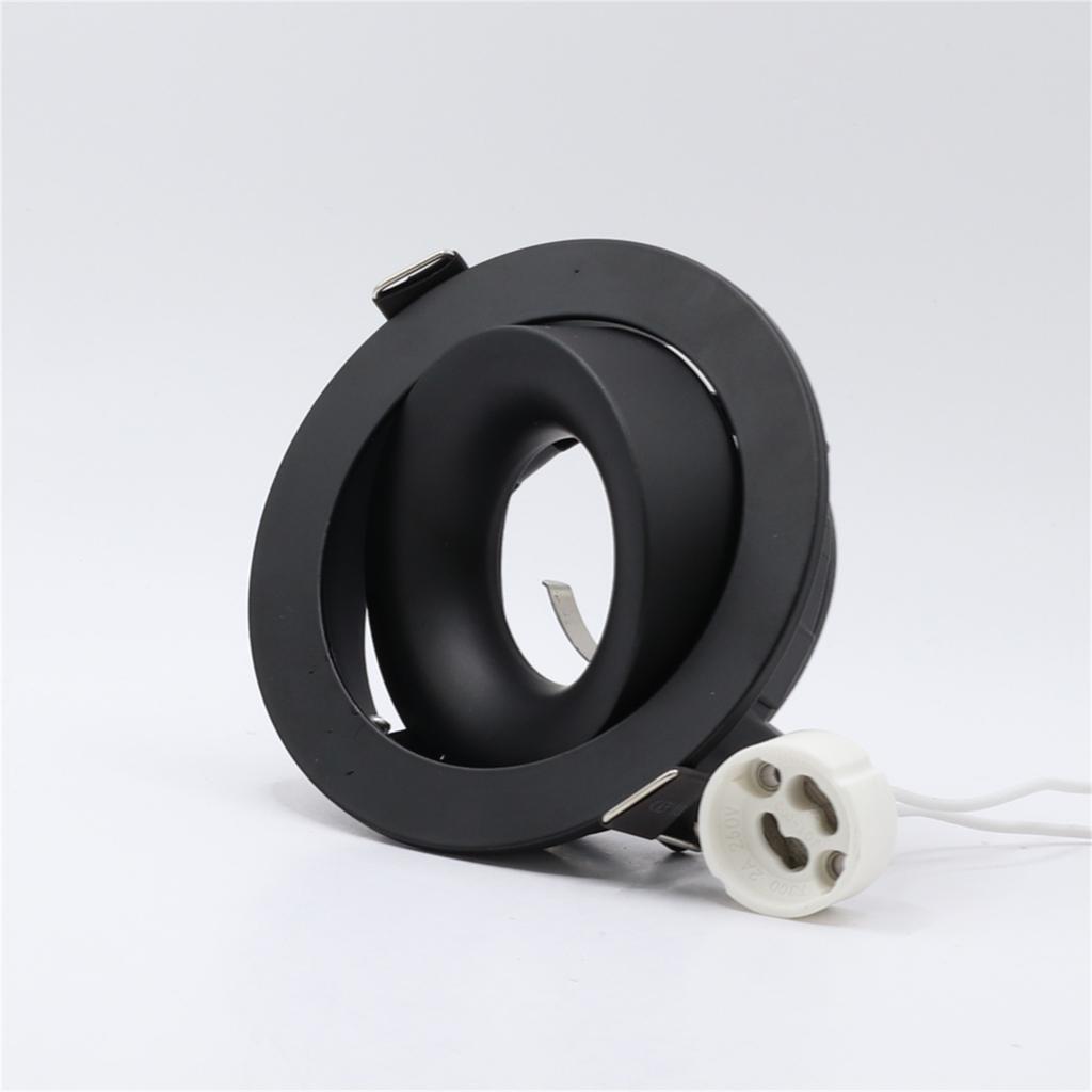 5pcs LED Spotlight Frame with GU10 Base Recessed Round Downlight Adjustable Angle Lamp for Kitchen Living Room Bedroom Lighting