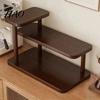 Wooden Tiered Display Stand Desk Shelf Organizer, Entryway Key Holder Stand, Rustic Organizer Storage Rack for Office Desk, Countertop