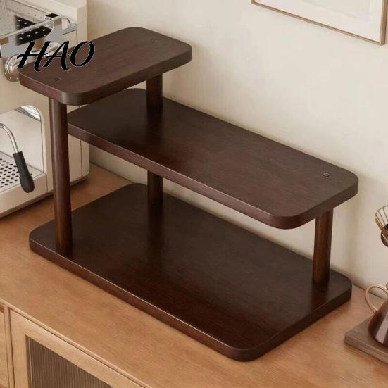 Wooden Tiered Display Stand Desk Shelf Organizer, Entryway Key Holder Stand, Rustic Organizer Storage Rack for Office Desk, Countertop